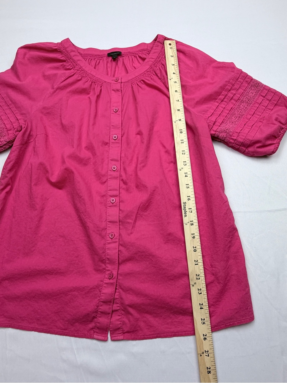 Talbots Fuchsia Button-Front Blouse - Picture 3 of 8
